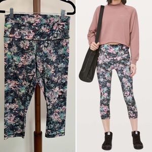 LULULEMON Wunder Under High Rise Dappled Daze Multi Sz 8 Pink Floral Black Gray
